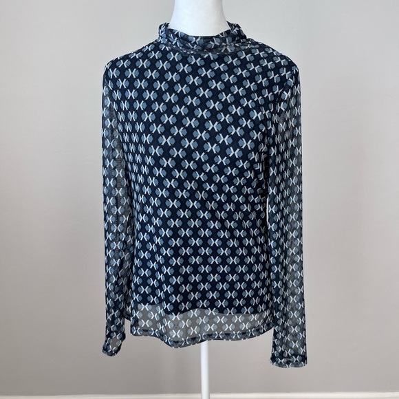 Rafaella Patterned Blue‎ and White Women's Top - Picture 1 of 6